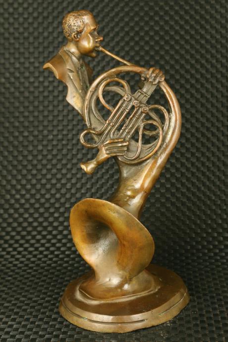 chinese bronze saxophone art man statue collectable
